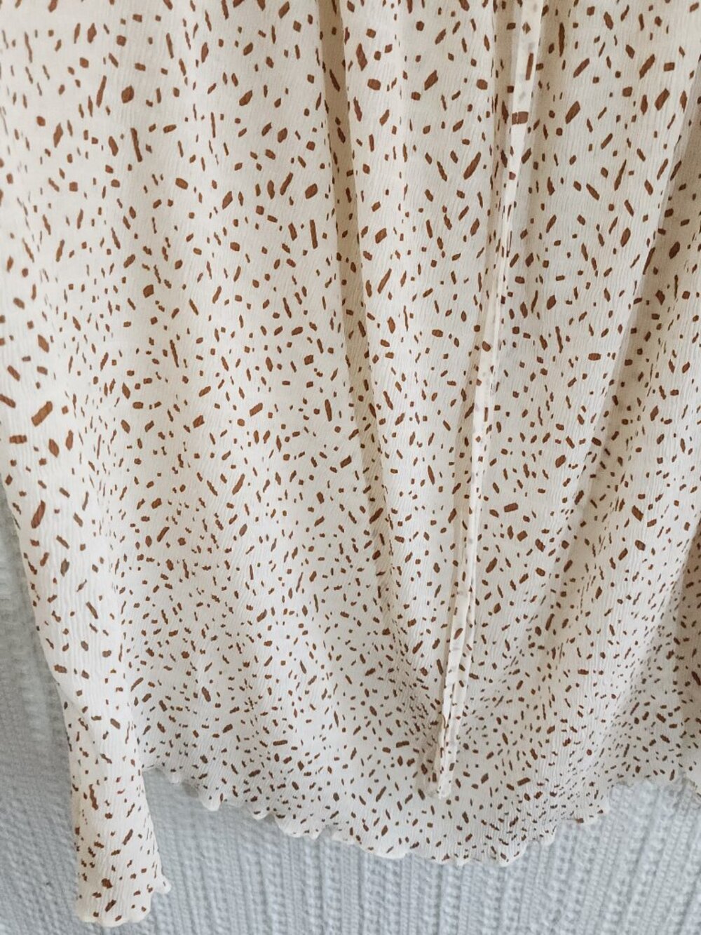 Flower & Feather 3XL Cream Brown Speckled Boho Peasant Blouse Plus Size - Picture 7 of 13